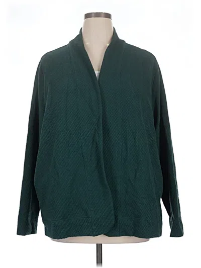 Pre-owned Lands' End Cardigan Sweater In Green