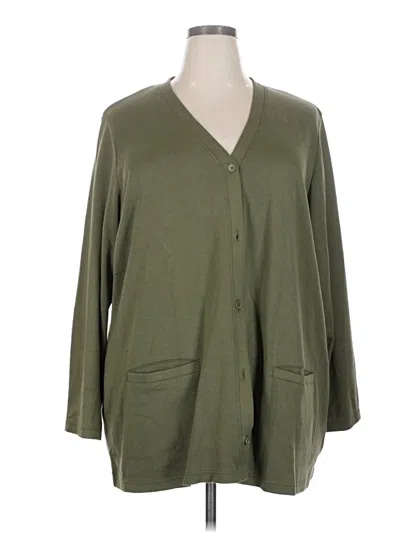 Pre-owned Lands' End Cardigan Sweater In Green