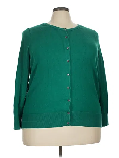 Pre-owned Lands' End Cardigan Sweater In Green