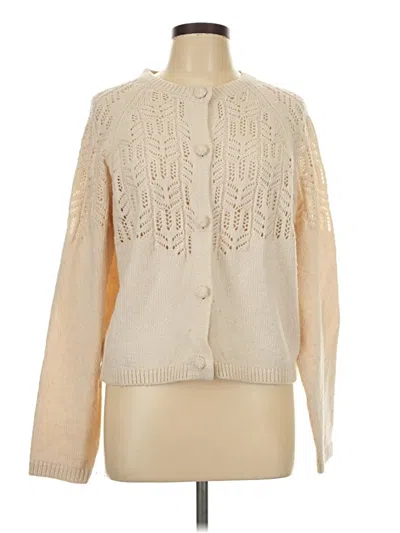 Pre-owned Lands' End Cardigan Sweater In Ivory