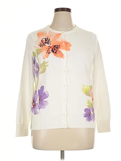 Pre-owned Lands' End Cardigan Sweater In Ivory