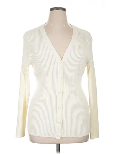 Pre-owned Lands' End Cardigan Sweater In Ivory