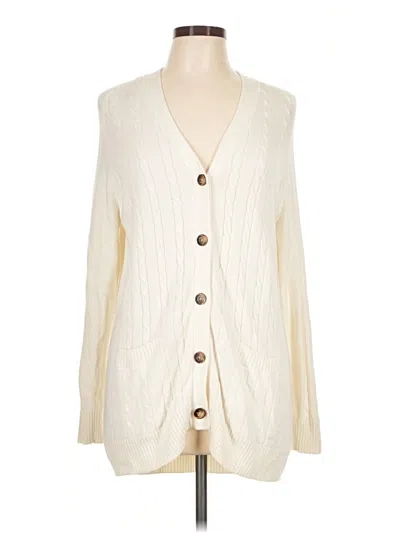 Pre-owned Lands' End Cardigan Sweater In Ivory