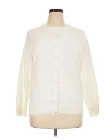 Pre-owned Lands' End Cardigan Sweater In Ivory