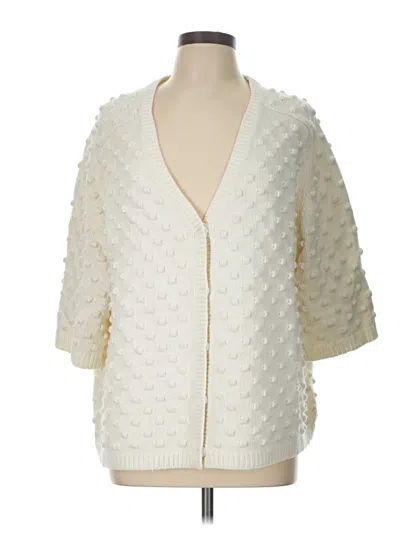 Pre-owned Lands' End Cardigan Sweater In Ivory