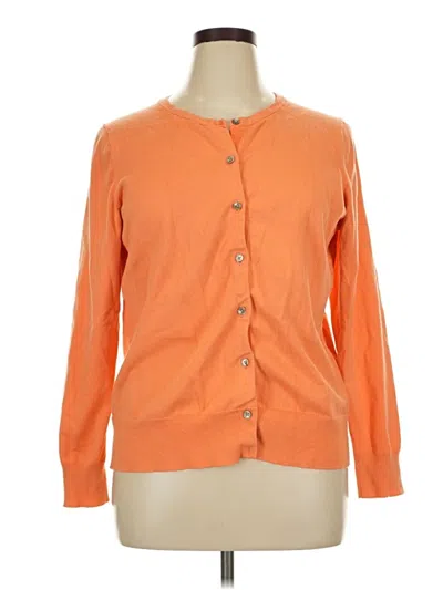 Pre-owned Lands' End Cardigan Sweater In Orange
