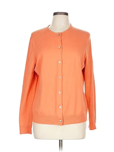 Pre-owned Lands' End Cardigan Sweater In Orange