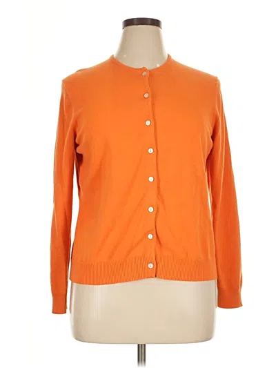 Pre-owned Lands' End Cardigan Sweater In Orange