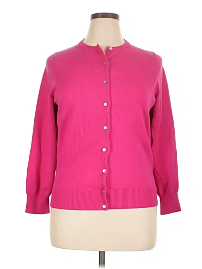 Pre-owned Lands' End Cardigan Sweater In Pink