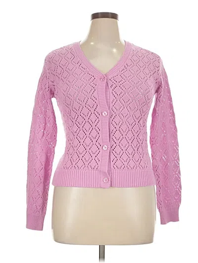 Pre-owned Lands' End Cardigan Sweater In Pink