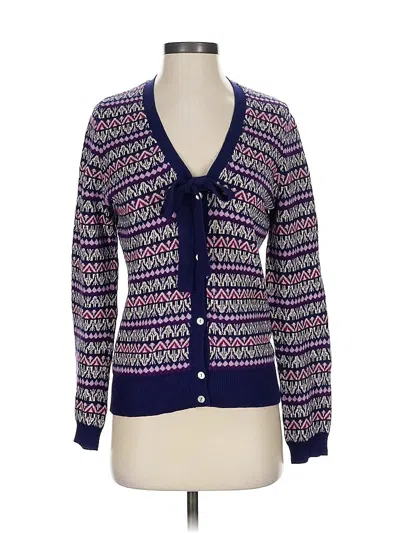 Pre-owned Lands' End Cardigan Sweater In Purple