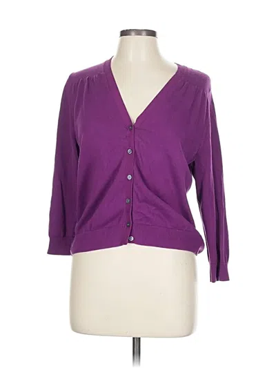 Pre-owned Lands' End Cardigan Sweater In Purple