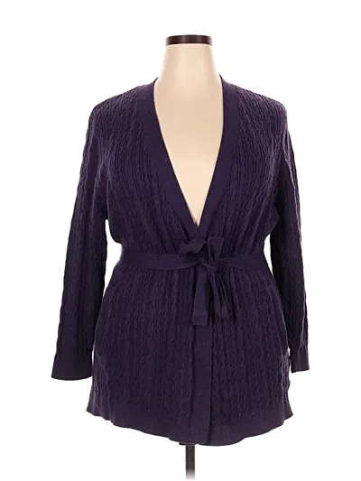 Pre-owned Lands' End Cardigan Sweater In Purple