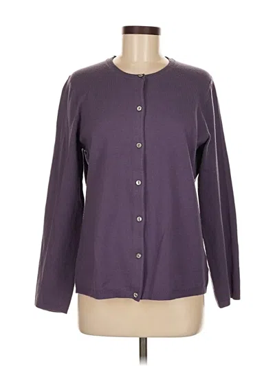 Pre-owned Lands' End Cardigan Sweater In Purple