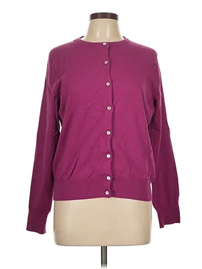 Pre-owned Lands' End Cardigan Sweater In Purple