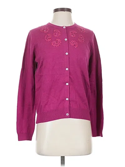 Pre-owned Lands' End Cardigan Sweater In Purple