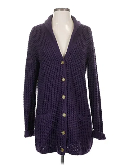 Pre-owned Lands' End Cardigan Sweater In Purple
