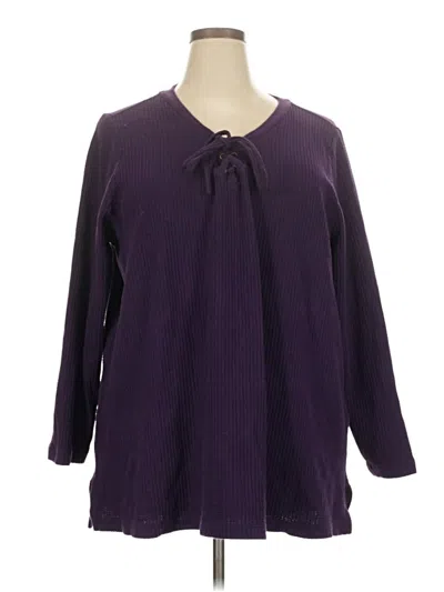 Pre-owned Lands' End Cardigan Sweater In Purple