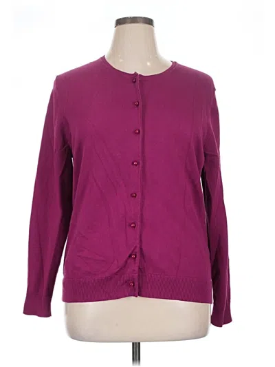 Pre-owned Lands' End Cardigan Sweater In Purple