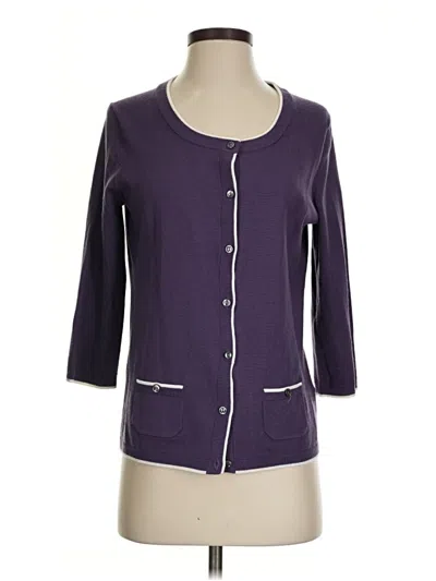 Pre-owned Lands' End Cardigan Sweater In Purple