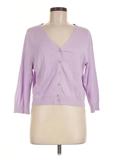 Pre-owned Lands' End Cardigan Sweater In Purple