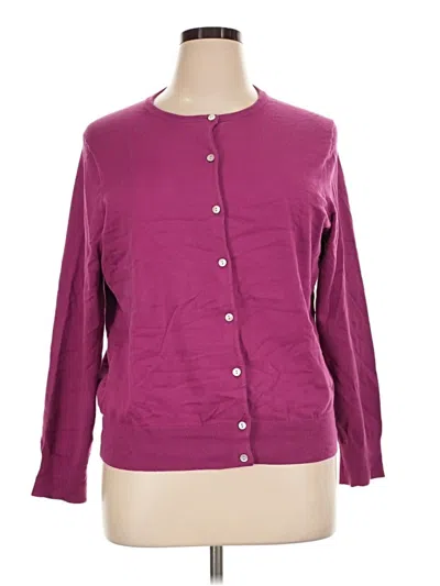 Pre-owned Lands' End Cardigan Sweater In Purple