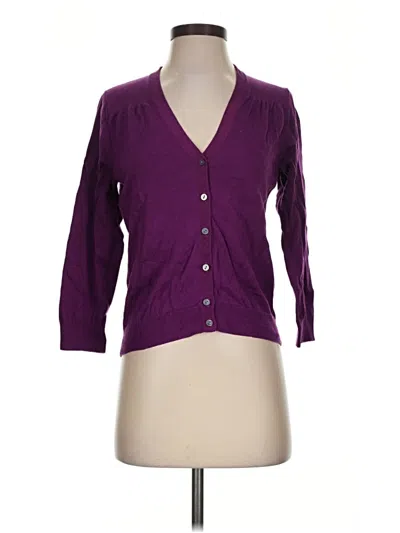 Pre-owned Lands' End Cardigan Sweater In Purple