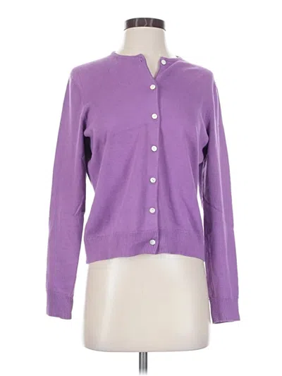Pre-owned Lands' End Cardigan Sweater In Purple