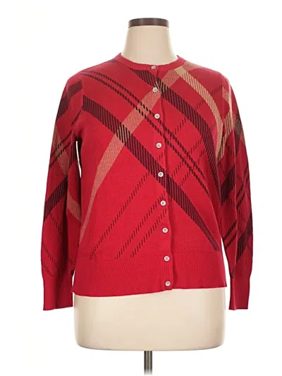 Pre-owned Lands' End Cardigan Sweater In Red