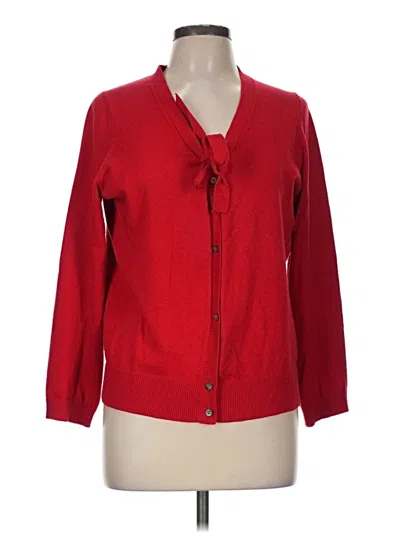 Pre-owned Lands' End Cardigan Sweater In Red