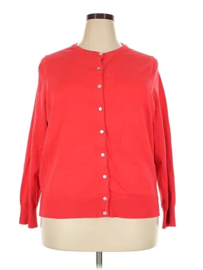 Pre-owned Lands' End Cardigan Sweater In Red