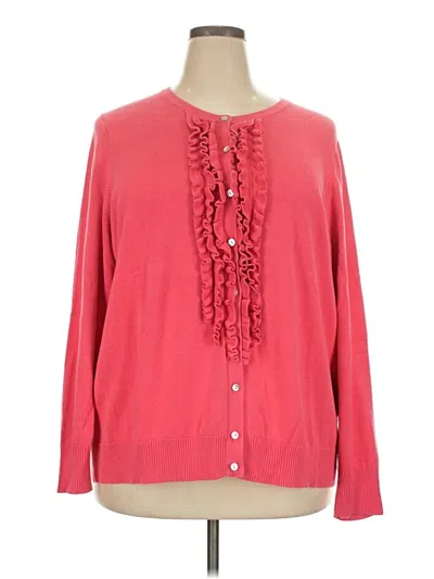 Pre-owned Lands' End Cardigan Sweater In Red