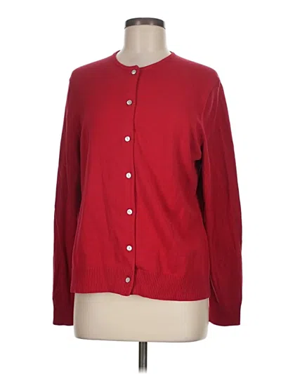 Pre-owned Lands' End Cardigan Sweater In Red