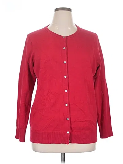 Pre-owned Lands' End Cardigan Sweater In Red