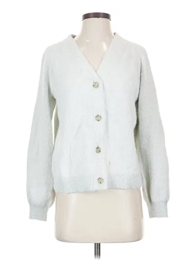 Pre-owned Lands' End Cardigan Sweater In Silver