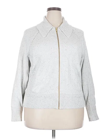Pre-owned Lands' End Cardigan Sweater In Silver