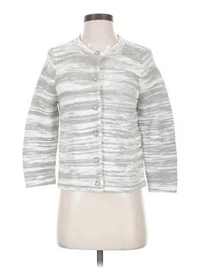 Pre-owned Lands' End Cardigan Sweater In Silver