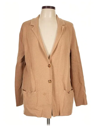 Pre-owned Lands' End Cardigan Sweater In Tan