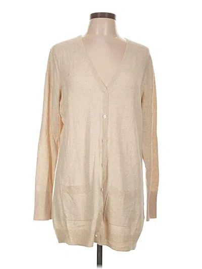 Pre-owned Lands' End Cardigan Sweater In Tan