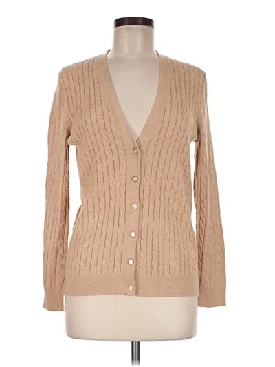 Pre-owned Lands' End Cardigan Sweater In Tan