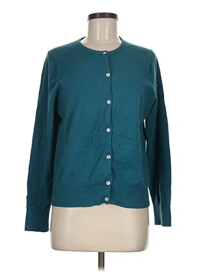 Pre-owned Lands' End Cardigan Sweater In Teal