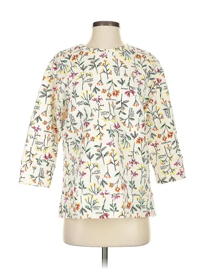 Pre-owned Lands' End Cardigan Sweater In White