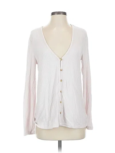 Pre-owned Lands' End Cardigan Sweater In White