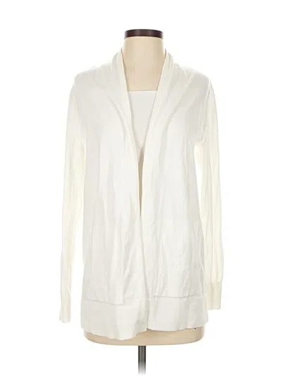 Pre-owned Lands' End Cardigan Sweater In White