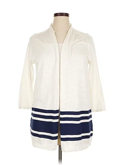 Pre-owned Lands' End Cardigan Sweater In White