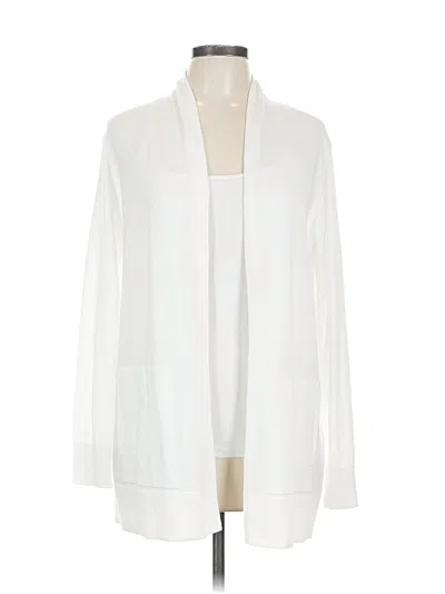 Pre-owned Lands' End Cardigan Sweater In White
