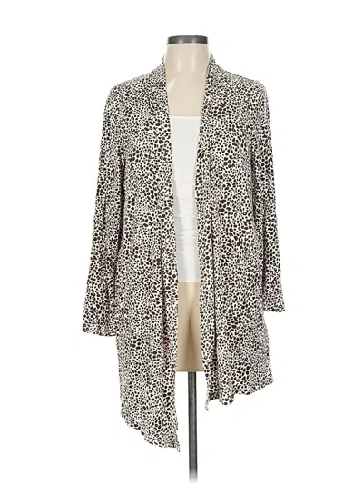 Pre-owned Lands' End Cardigan Sweater In White