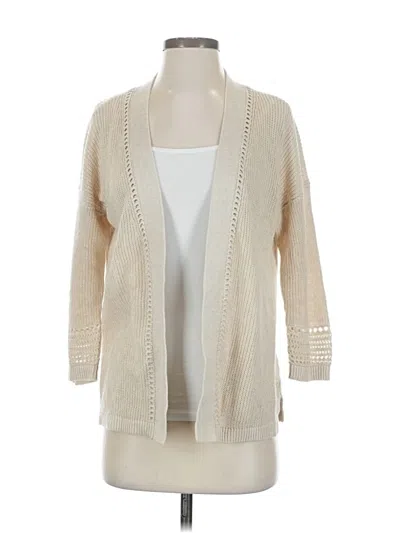 Pre-owned Lands' End Cardigan Sweater In White