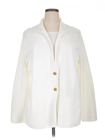 Pre-owned Lands' End Cardigan Sweater In White