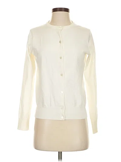 Pre-owned Lands' End Cardigan Sweater In White